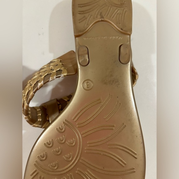 Jack Rogers Tinsley Gold Leather Braided Strap Slip On Jelly Sandals 8 - Picture 4 of 7